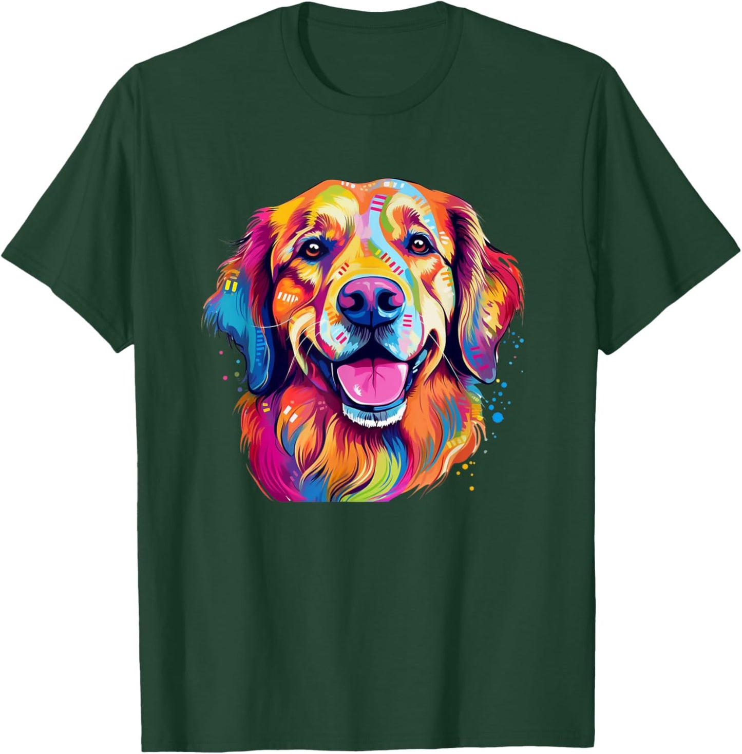 Colorful Golden Retriever with big eyes Portrait Pop Art T-Shirt - T-Shirt | Forest