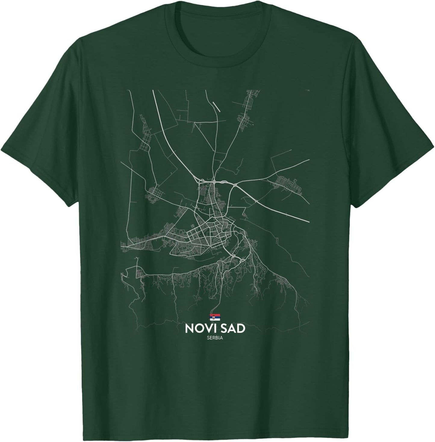 novi sad serbia City Travel souvenir Street Flag Map T-Shirt - T-Shirt | Forest