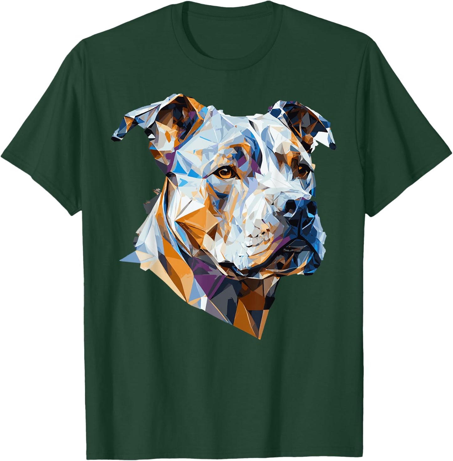 Geometric Pitbull Pet Dog Abstract Polygonal Dog Breed T-Shirt - T-Shirt | Forest