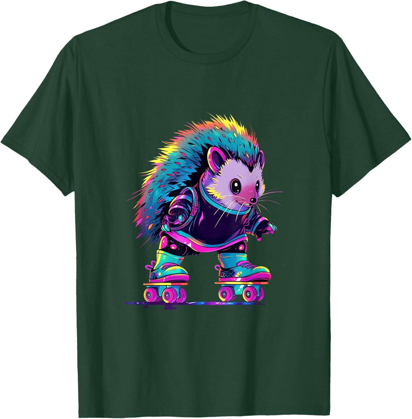 Roller Skating Funny Hedgehog Skater Roller Skates T-Shirt - T-Shirt | Forest