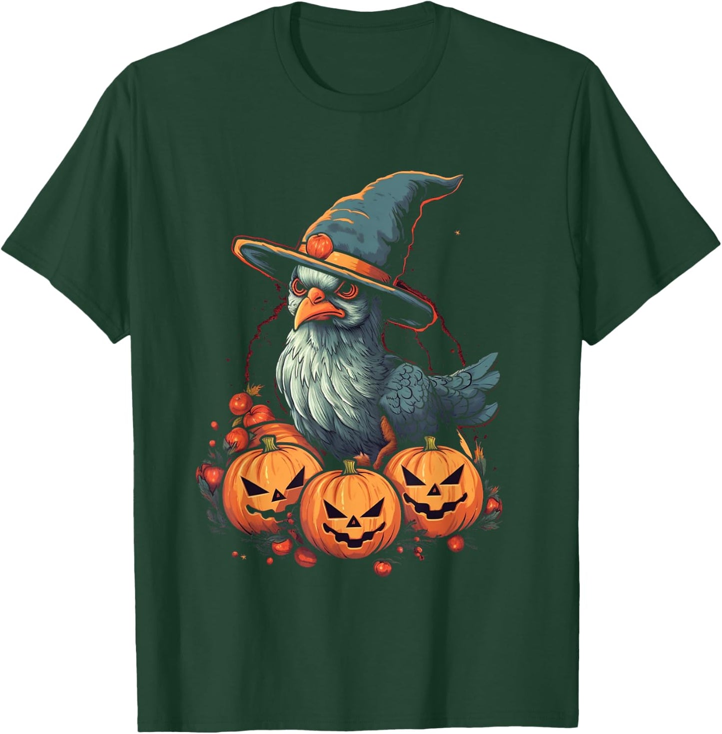 Chicken Witch Halloween Costume Farm Animal Pumpkin Farmer T-Shirt - T-Shirt | Forest
