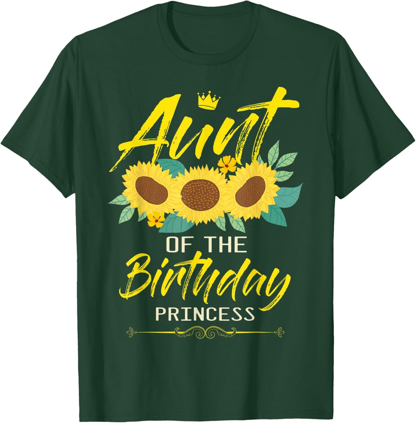 Aunt Of The Birthday Girl Sunflower Matching Family B-Day T-Shirt - T-Shirt | Forest