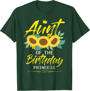 Aunt Of The Birthday Girl Sunflower Matching Family B-Day T-Shirt - T-Shirt | Forest