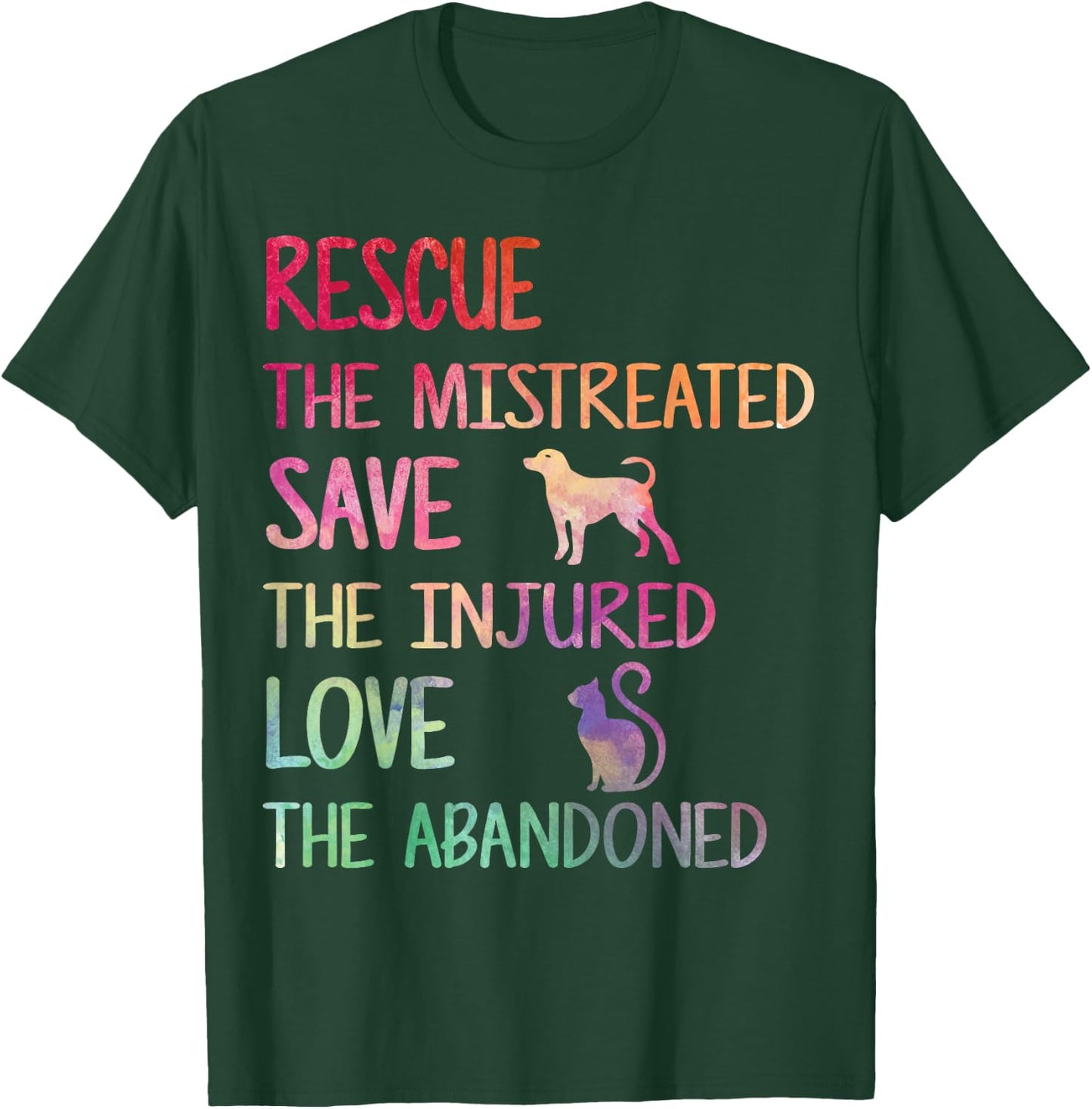 Rescue Save Love PET Animal Shelter Volunteer Gifts Sleeve T-Shirt - T-Shirt | Forest