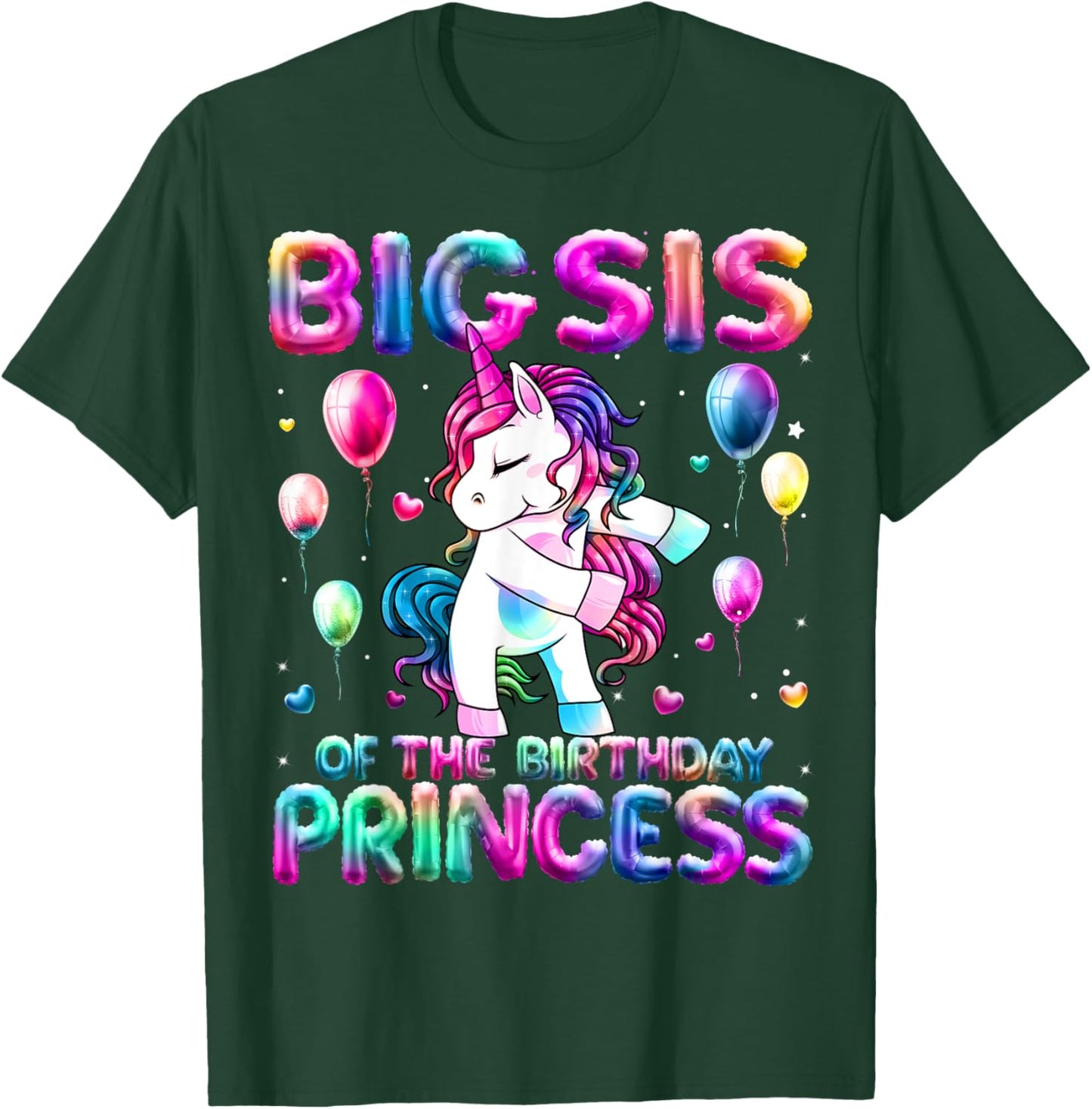 Sister of the Birthday Princess Girl Flossing Unicorn Sister T-Shirt - T-Shirt | Forest