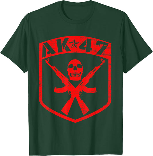 Kalashnikov Skull AK-47 Assault Rifle Gun T-Shirt - T-Shirt | Forest