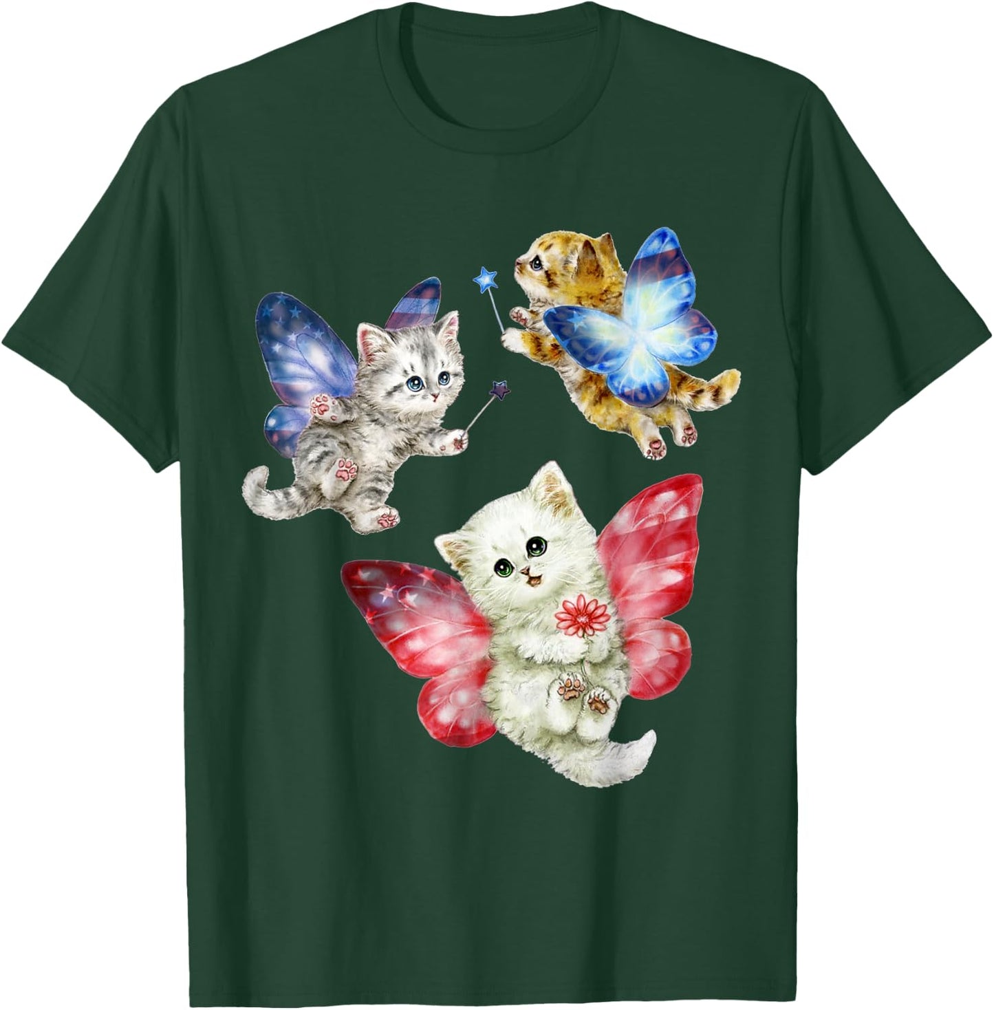 Cat Fly Like A Butterfly Women Girls Kids T-Shirt - T-Shirt | Forest