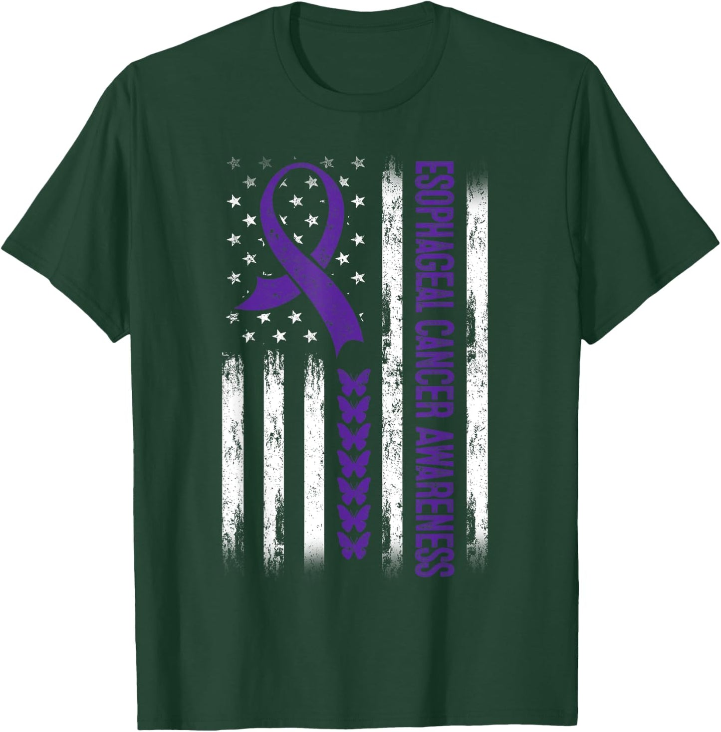 Esophageal cancer Awareness American Flag Kids Men T-Shirt - T-Shirt | Forest