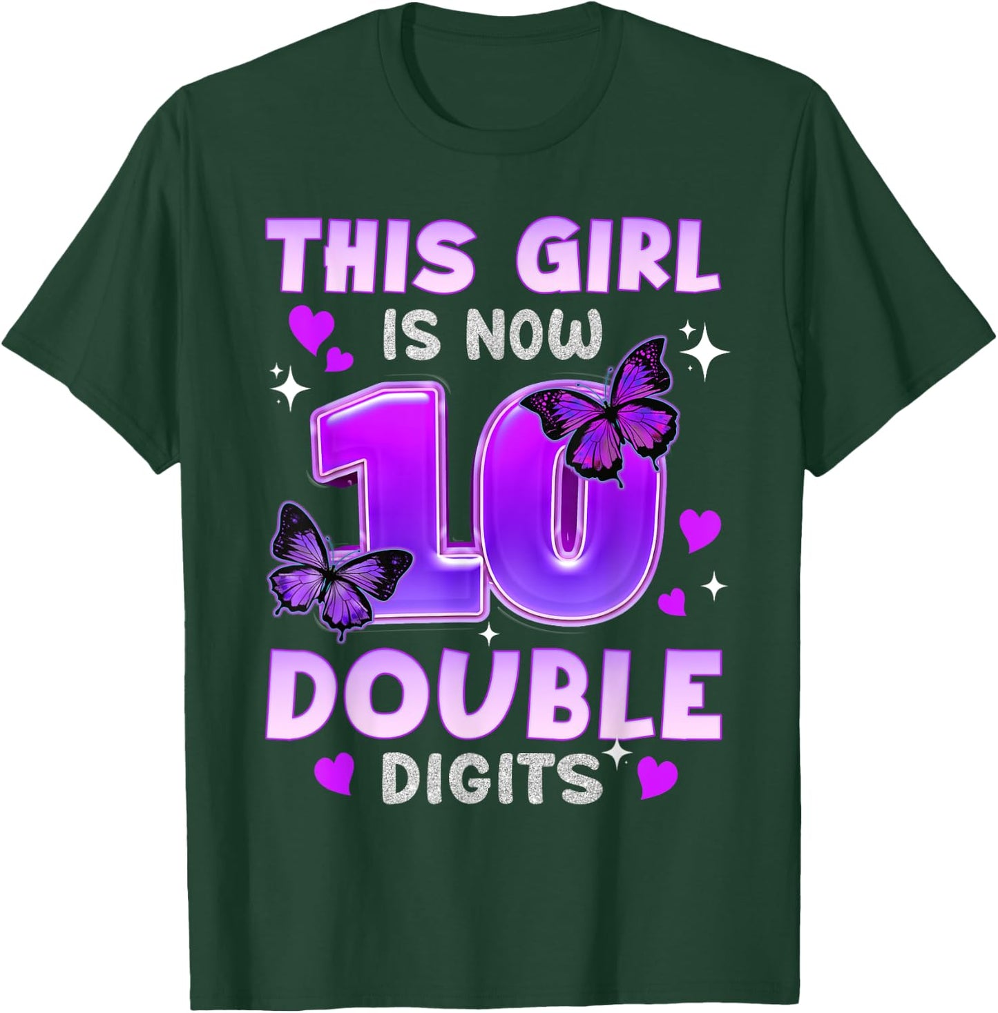 Its My 10th Birthday Butterfly This Girl Is Now 10 Years Old T-Shirt - T-Shirt | Forest