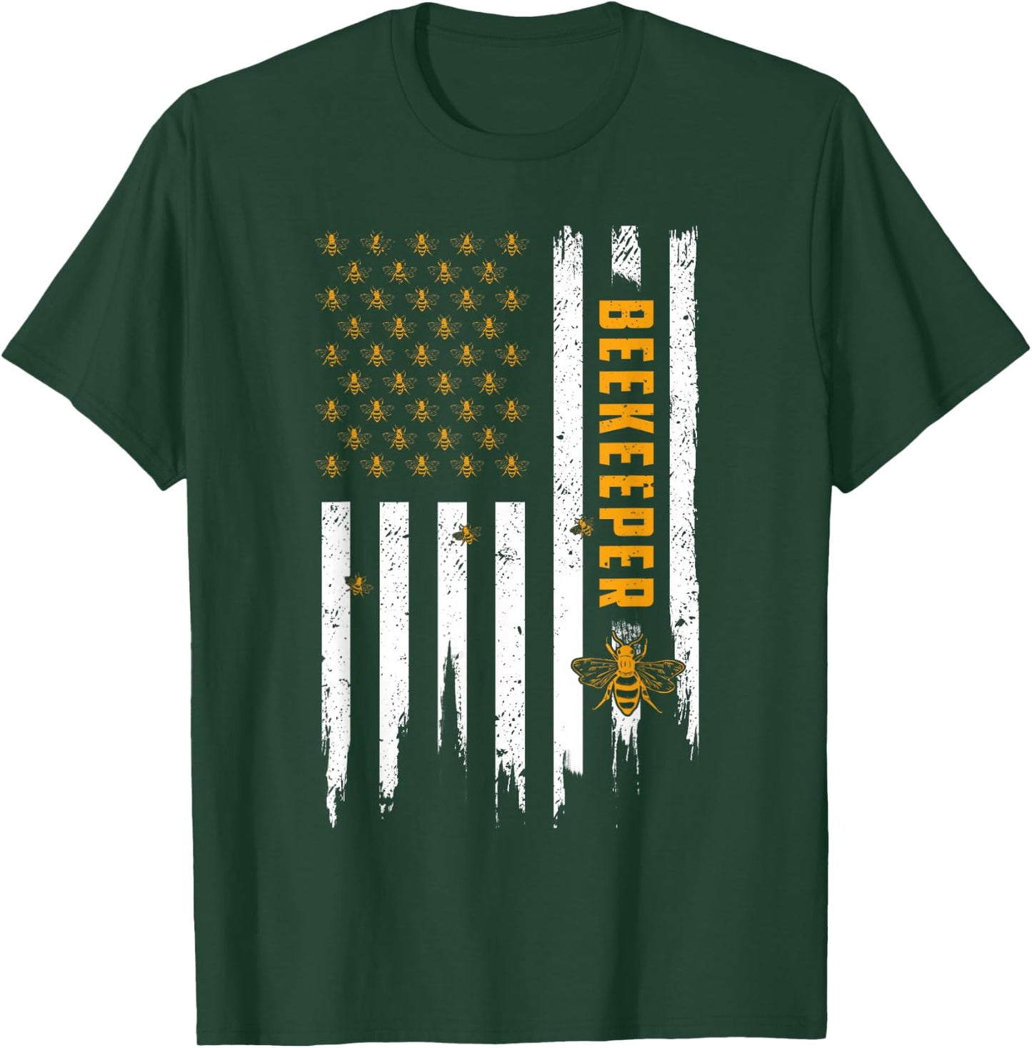 Beekeeping American Flag Honeycomb Honey Bees Beekeeper T-Shirt - T-Shirt | Forest