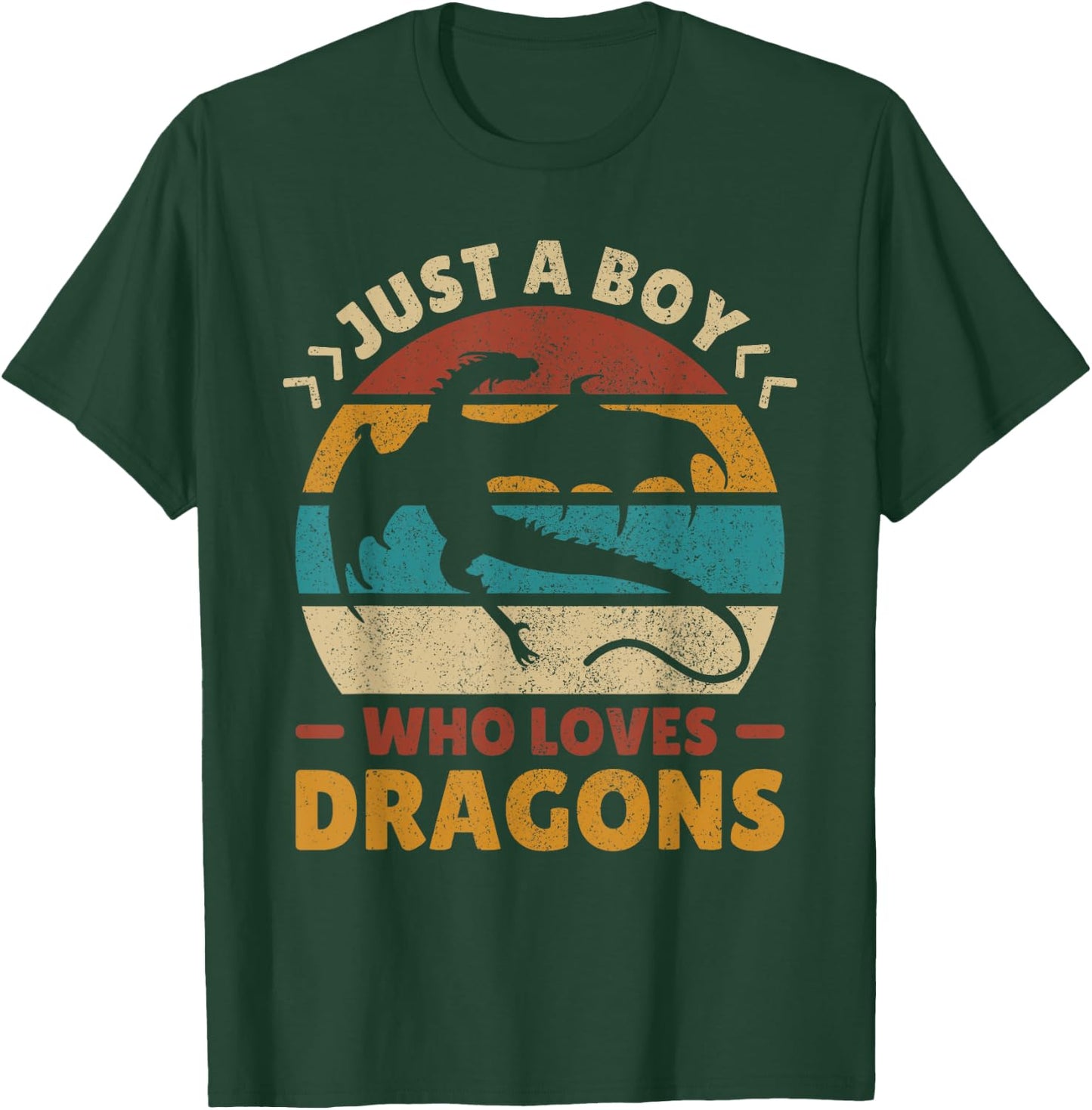 Just A Boy Who Loves Dragons Men Boys Kids Cute Retro Dragon T-Shirt - T-Shirt | Forest