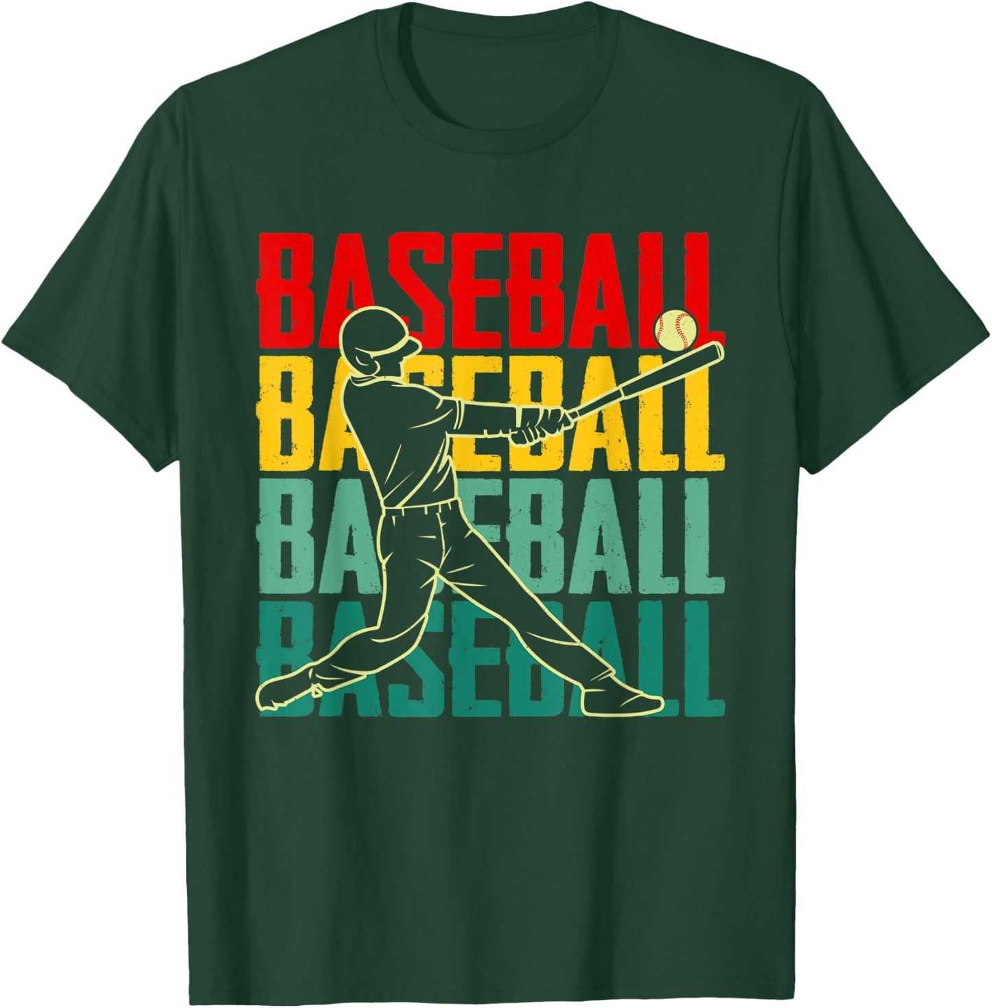 Vintage Baseball Player Retro Game Day Baseball Season T-Shirt - T-Shirt | Forest