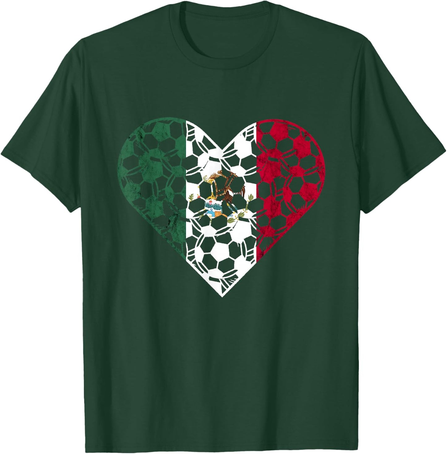 Mexican Flag Heart Mexican Soccer Team Mexican Pride Mexico T-Shirt - T-Shirt | Forest