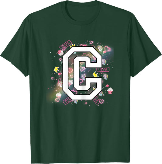 Kids Letter C Clothing For a Girl Who's Name Starts With C T-Shirt - T-Shirt | Forest