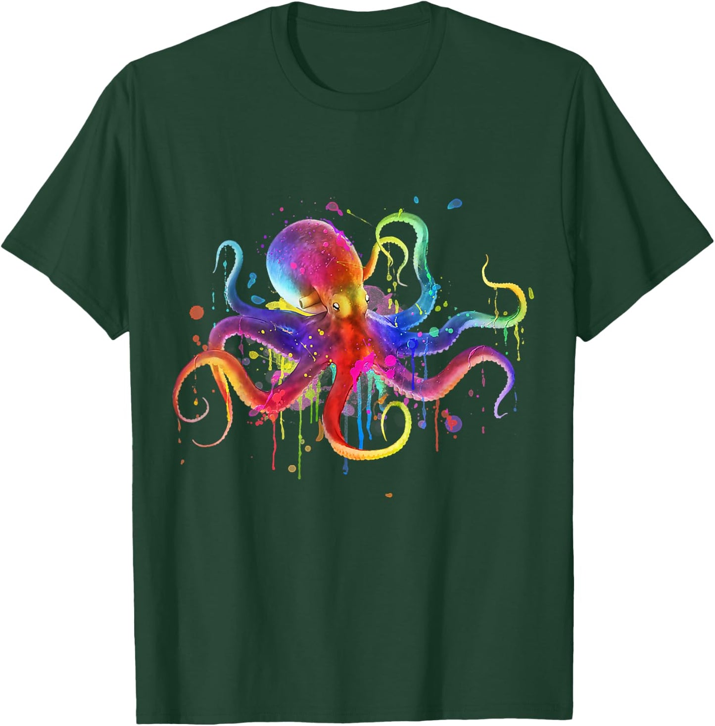 Dripping Rainbow Octopus psychedelic - Colorful Octopus T-Shirt - T-Shirt | Forest