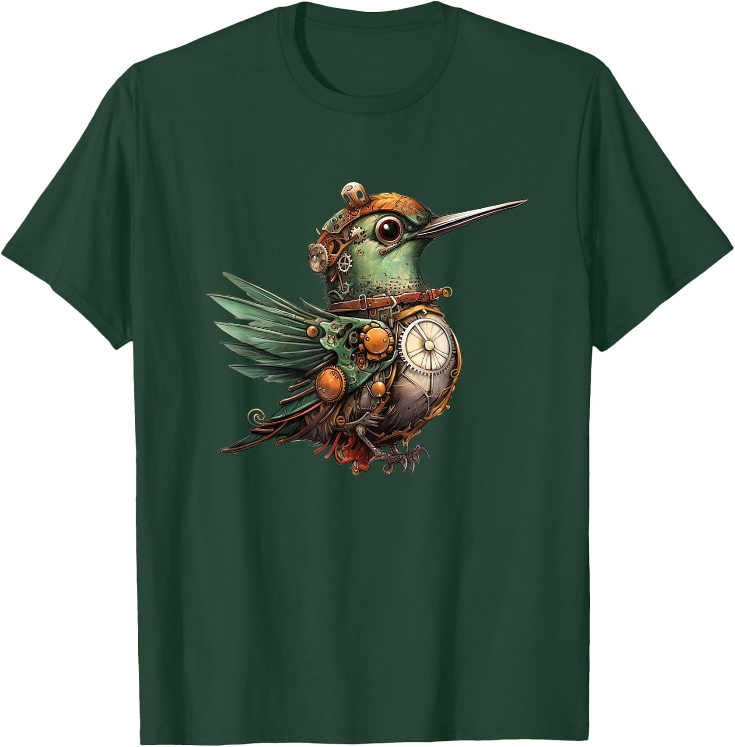 Hummingbird in steampunk mechanical gear vibrant hummingbird T-Shirt - T-Shirt | Forest