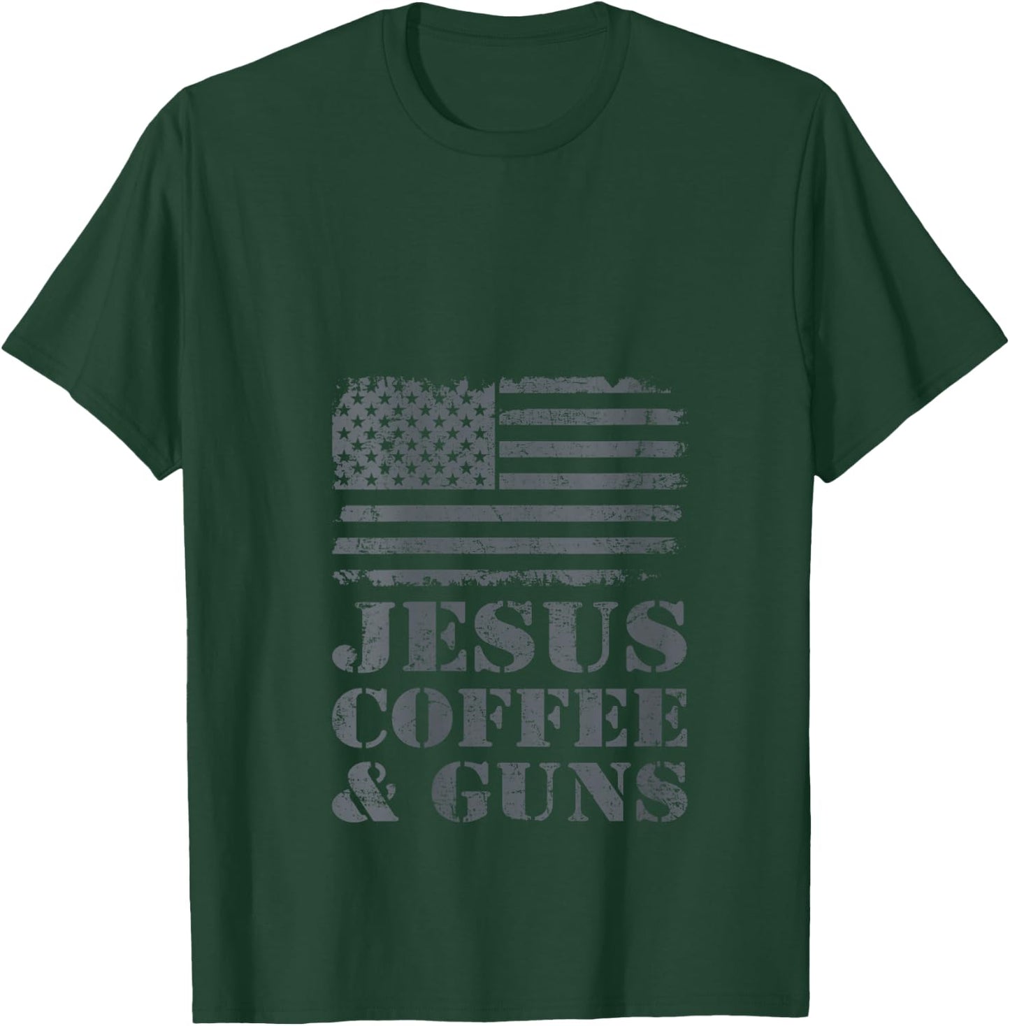 Jesus Coffee & Guns - Funny Christian Pro Gun USA Flag V-Neck T-Shirt - T-Shirt | Forest