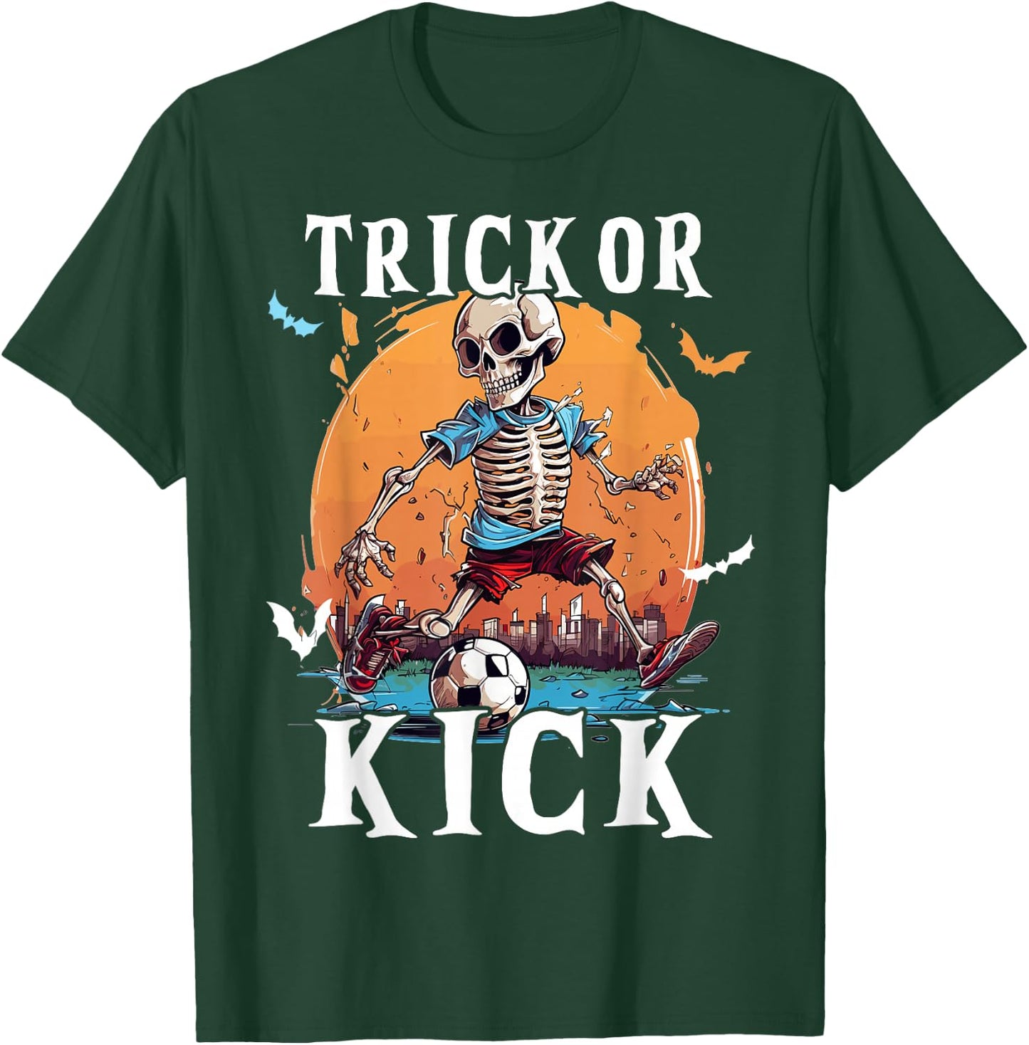 Soccer Skeleton Halloween Soccer Player Halloween Men Boys T-Shirt - T-Shirt | Forest