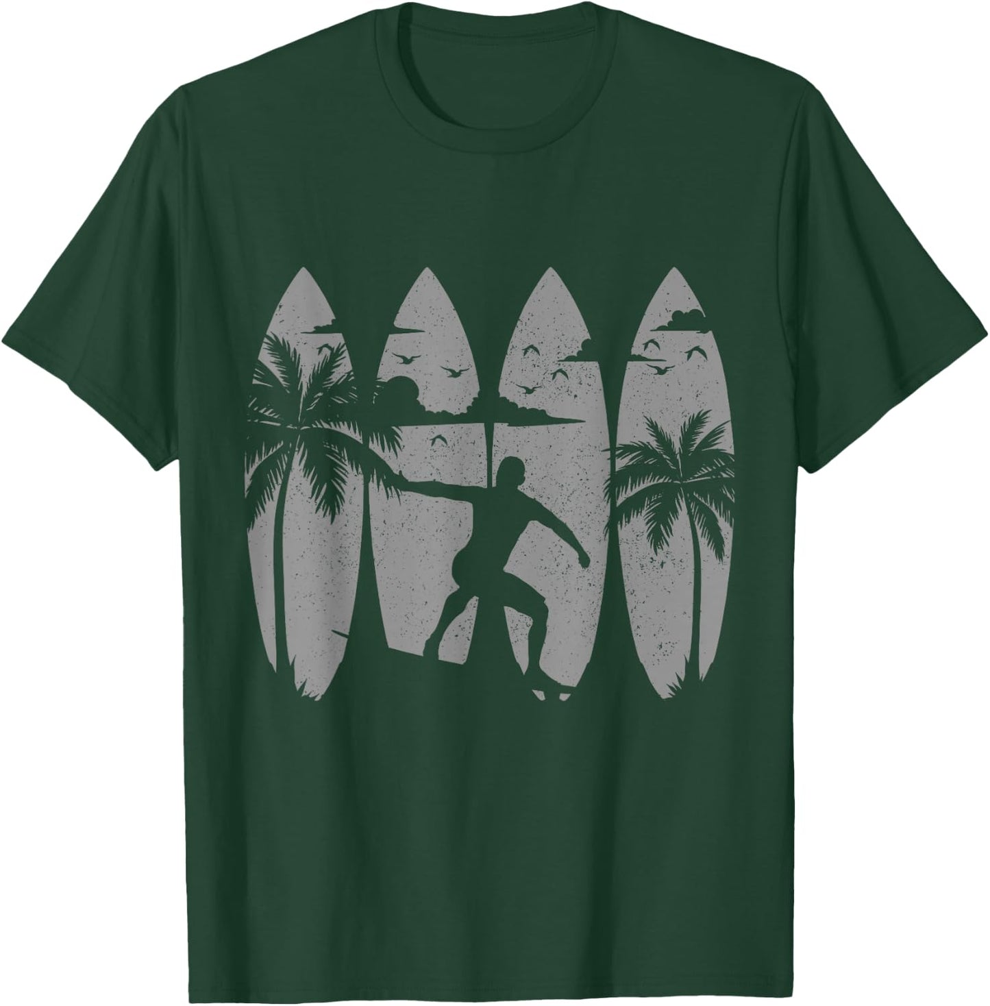 Surfer Surfboard Vintage Surfing Beach Summer Surf Men Women Girls Kids T-Shirt - T-Shirt | Forest