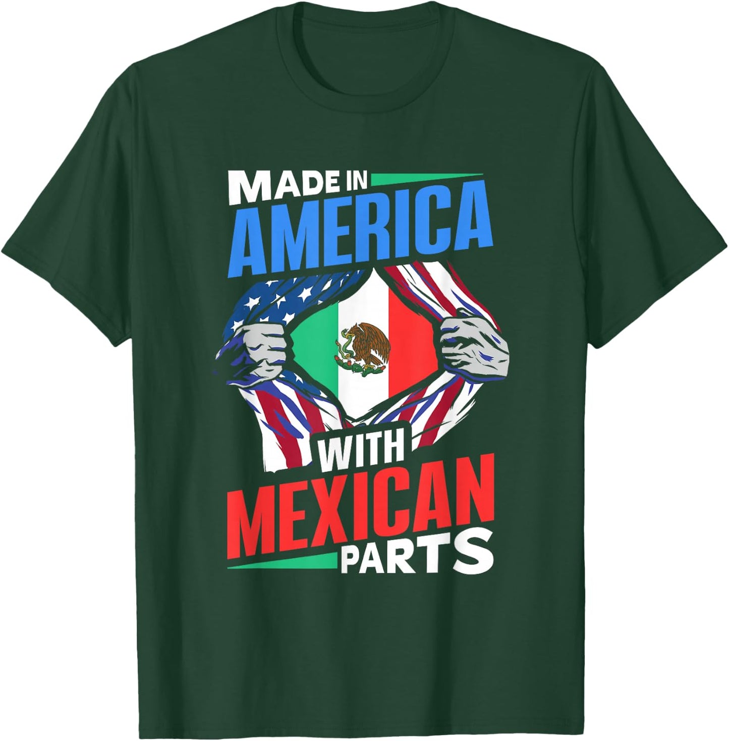 Made in America with Mexican Parts Country Mexico T-Shirt - T-Shirt | Forest
