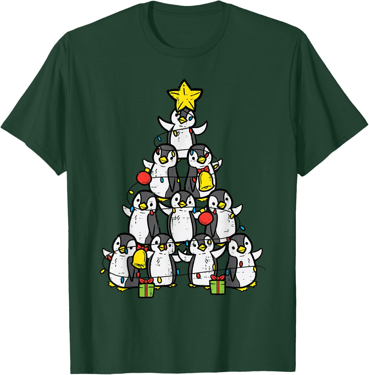 Penguin Christmas Tree Cute Xmas Women Girls T-Shirt - T-Shirt | Forest