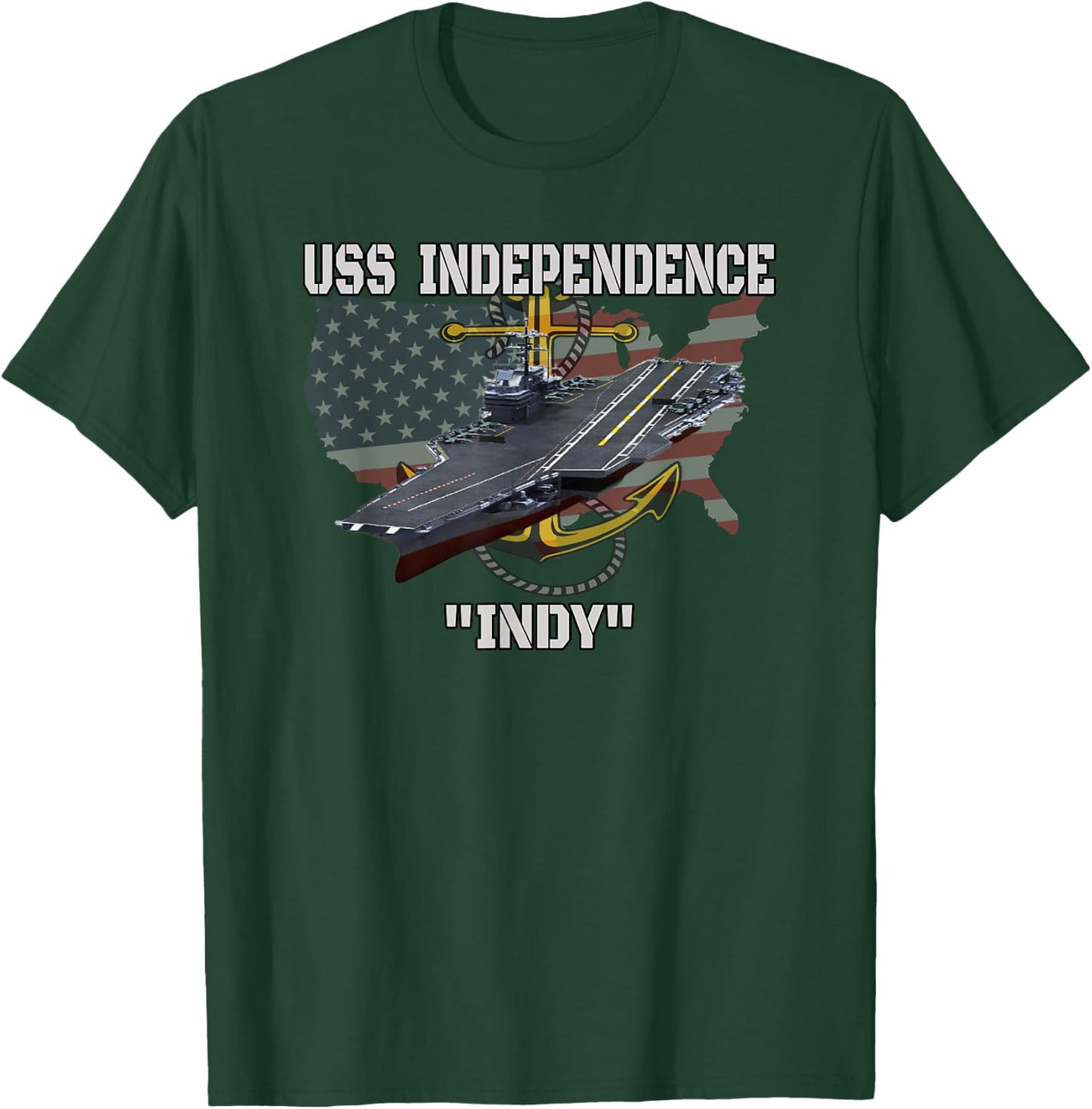 Aircraft Carrier USS Independence CV-62 CVA-62 Veterans Day T-Shirt - T-Shirt | Forest