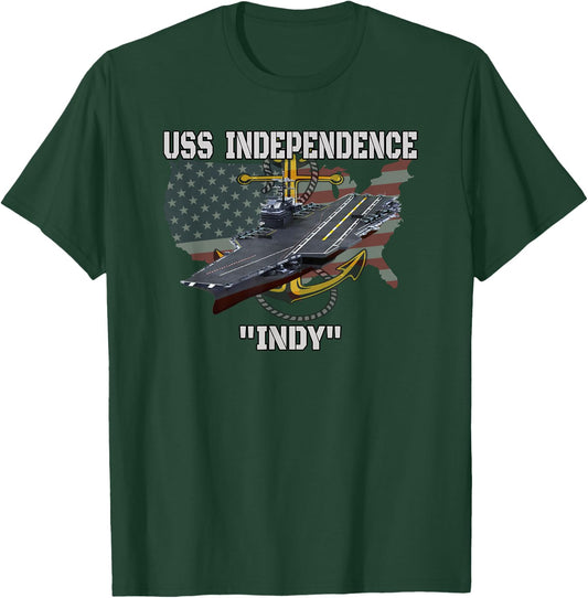 Aircraft Carrier USS Independence CV-62 CVA-62 Veterans Day T-Shirt - T-Shirt | Forest