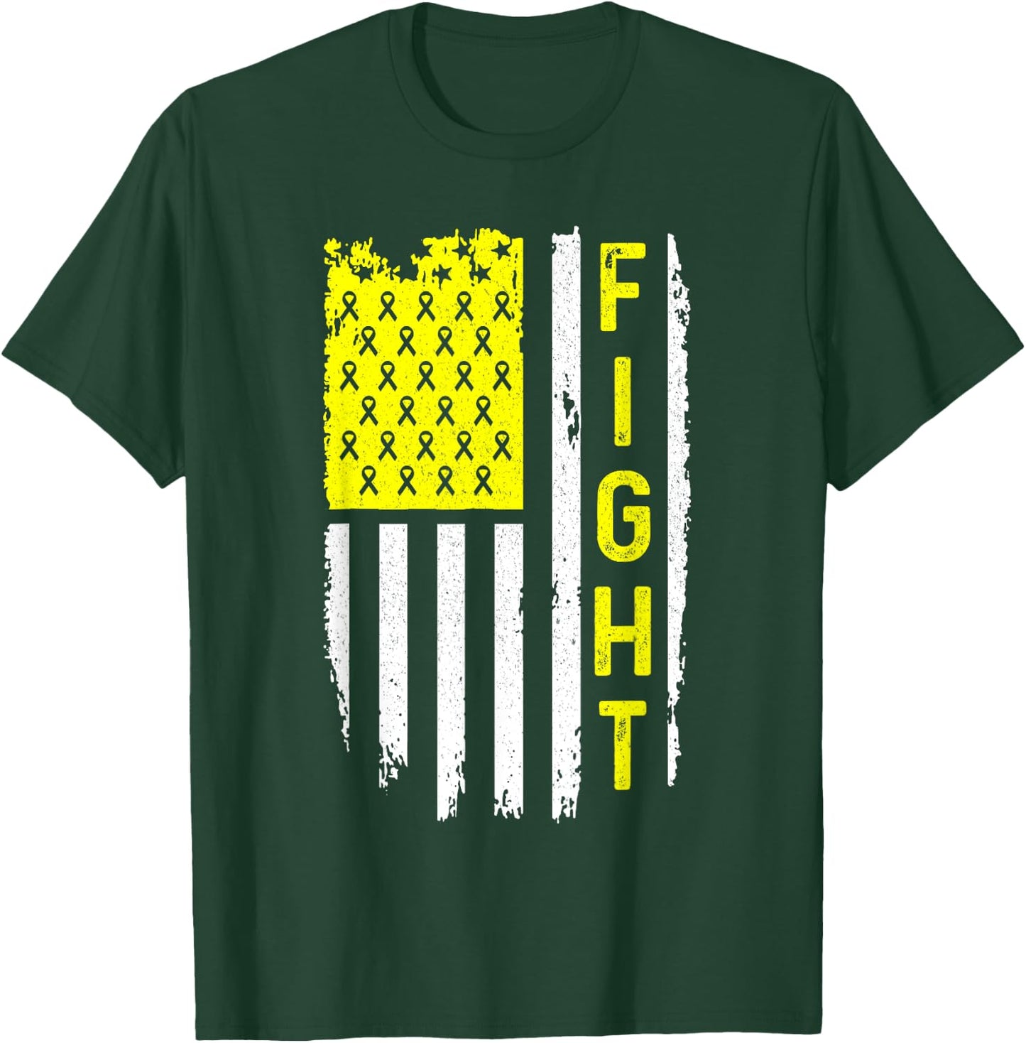 Sarcoma Cancer Awareness American Flag Bone Cancer T-Shirt - T-Shirt | Forest