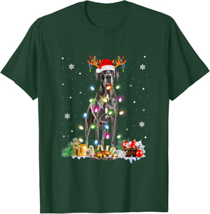 Great Dane Christmas Santa Hat Fairy Lights Pajama Dog Lover Men Women Kids T-Shirt - T-Shirt | Forest