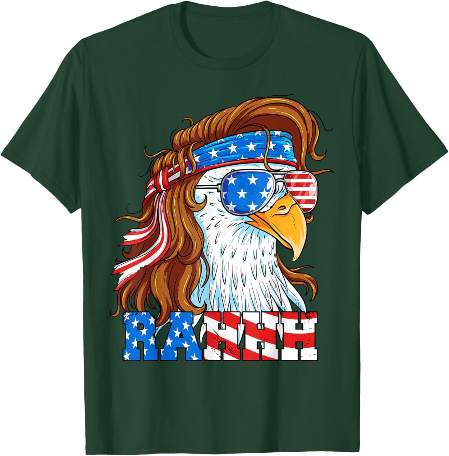Rahhh Eagle 4th of July Mullet American Flag Usa Meme T-Shirt - T-Shirt | Forest