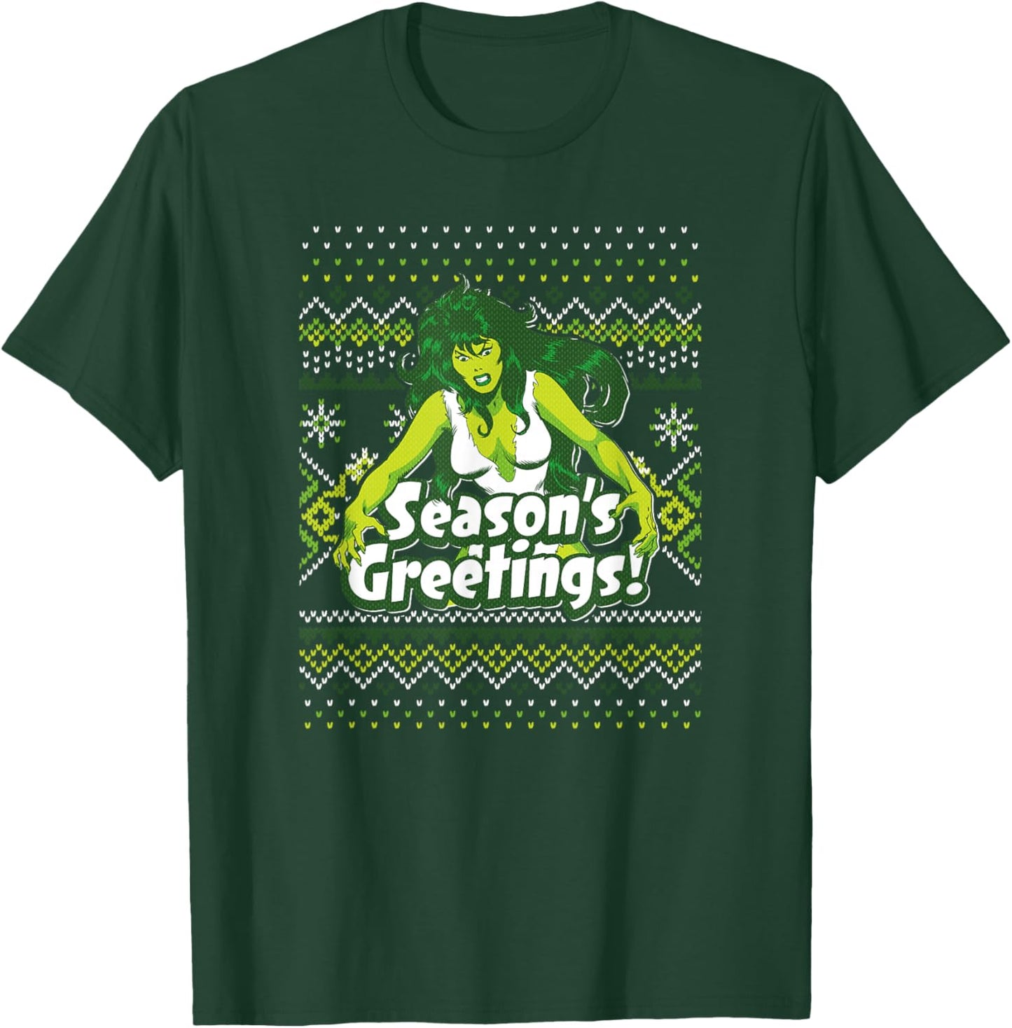Marvel She-Hulk Season's Greetings! Ugly Sweater T-Shirt - T-Shirt | Forest