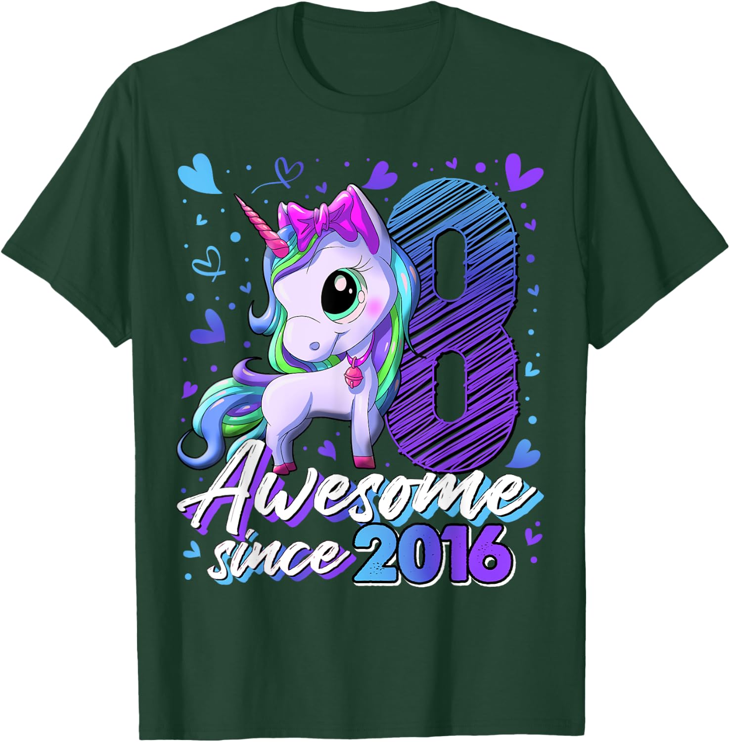 8 Years Old Flossing Unicorn Gifts 8th Birthday Girl Party T-Shirt - T-Shirt | Forest