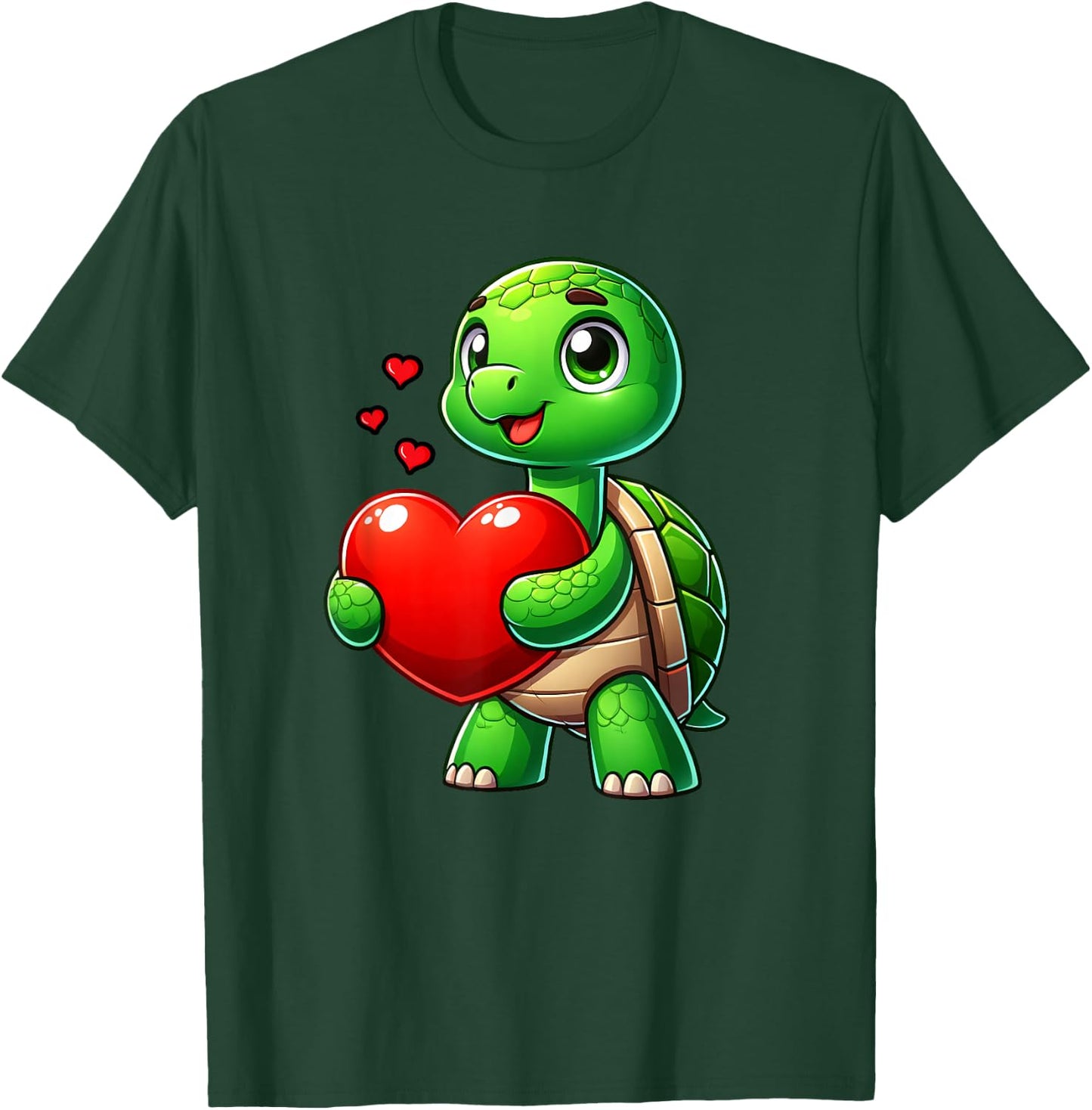 Turtle Heart Lover Funny Valentines Boys Girls Kids Men T-Shirt - T-Shirt | Forest