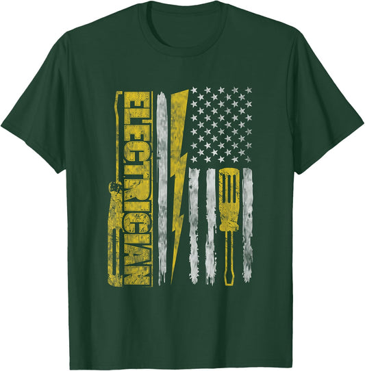 Funny Electrician Electrical Engineer - Electricity Lineman T-Shirt - T-Shirt | Forest
