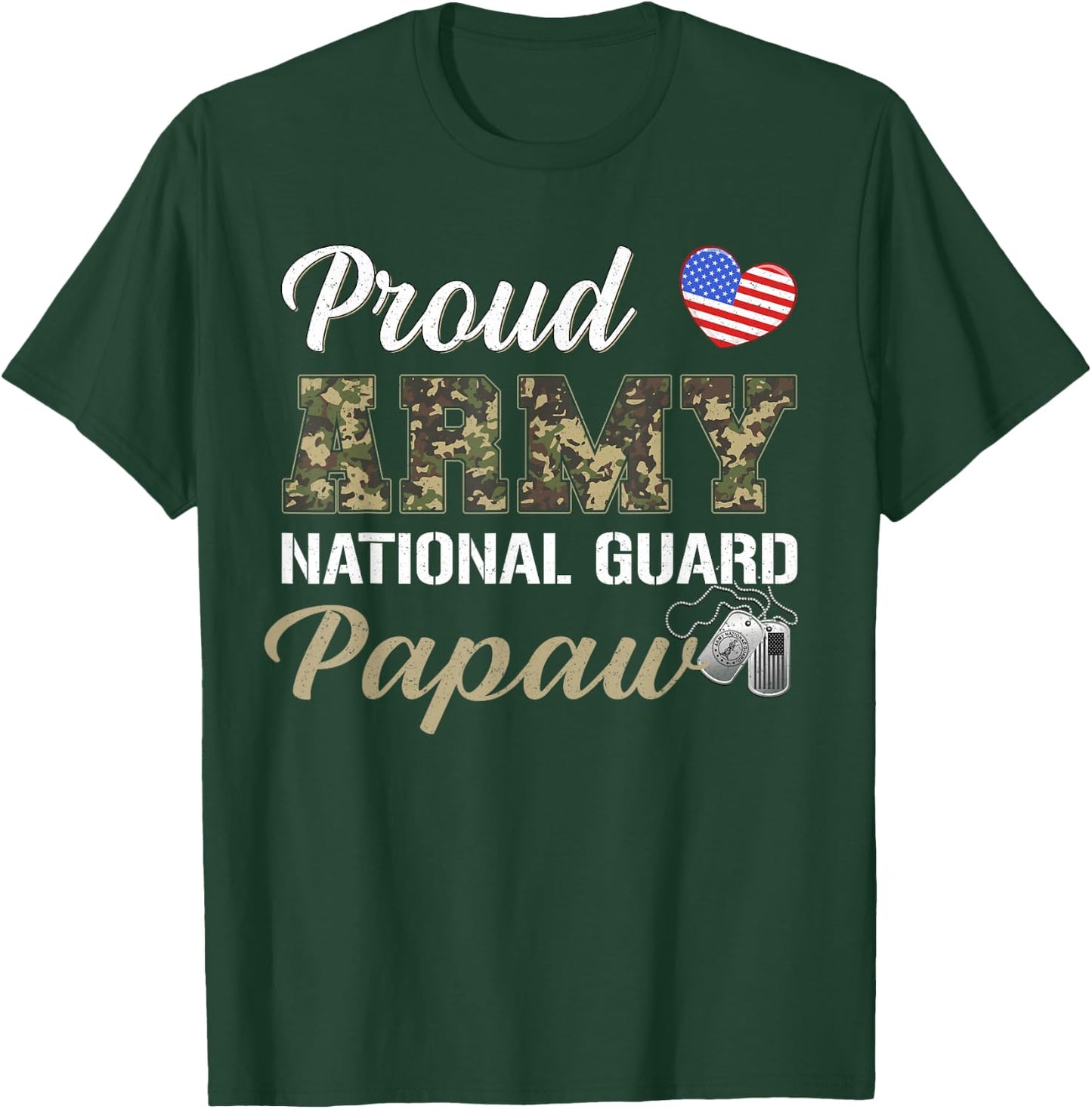 Retro Proud Army National Guard Papaw Military Pride Costume T-Shirt - T-Shirt | Forest