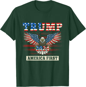 Trump 2024 America First Bald Eagle Pro Trump USA Flag Men T-Shirt - T-Shirt | Forest