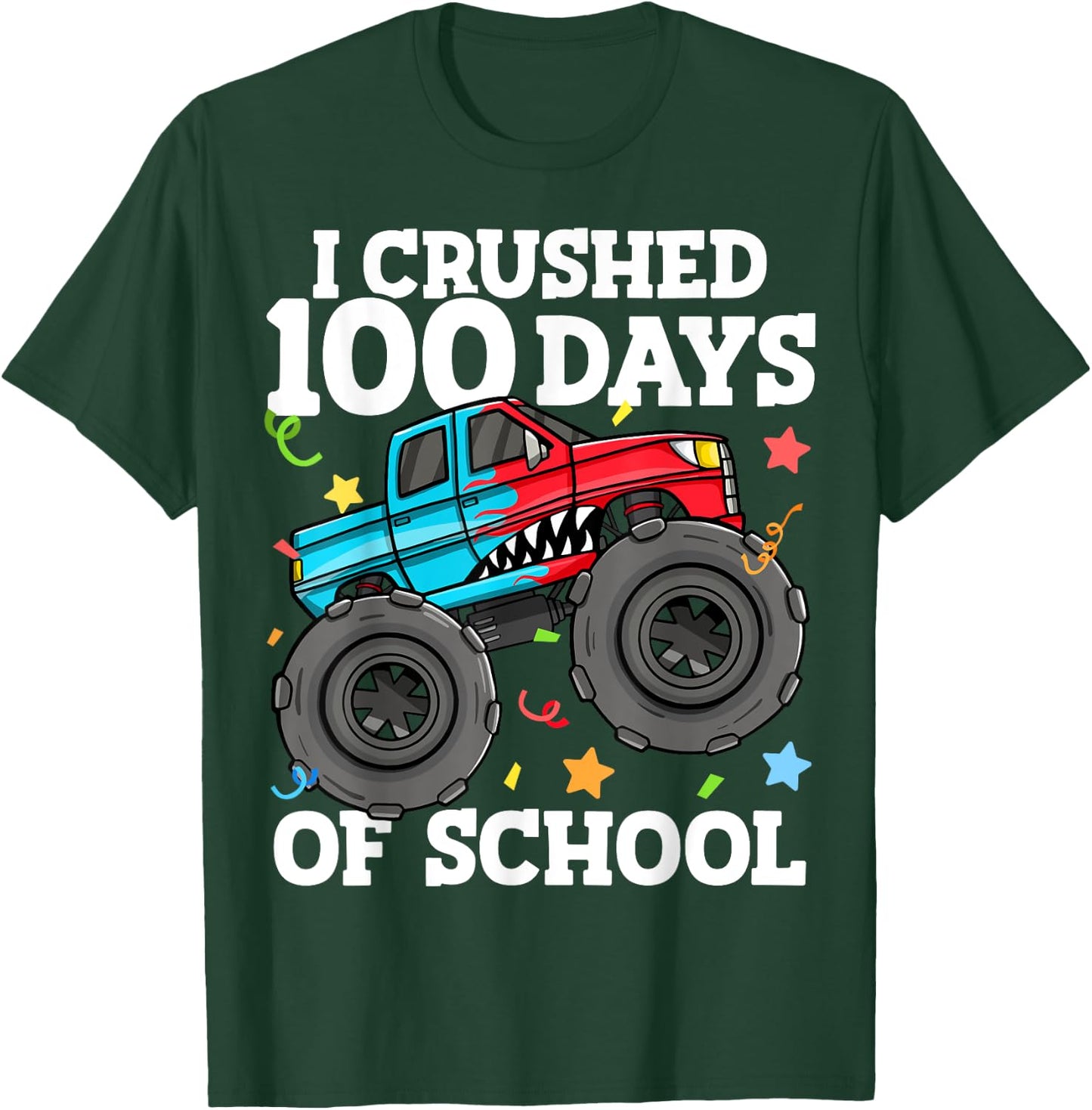 100 Days of School Monster Truck 100th Day of School Boys T-Shirt - T-Shirt | Forest