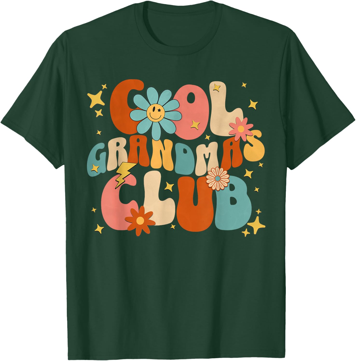 Cool Grandmas Club Groovy Retro Funny New Grandma 2024 2025 T-Shirt - T-Shirt | Forest