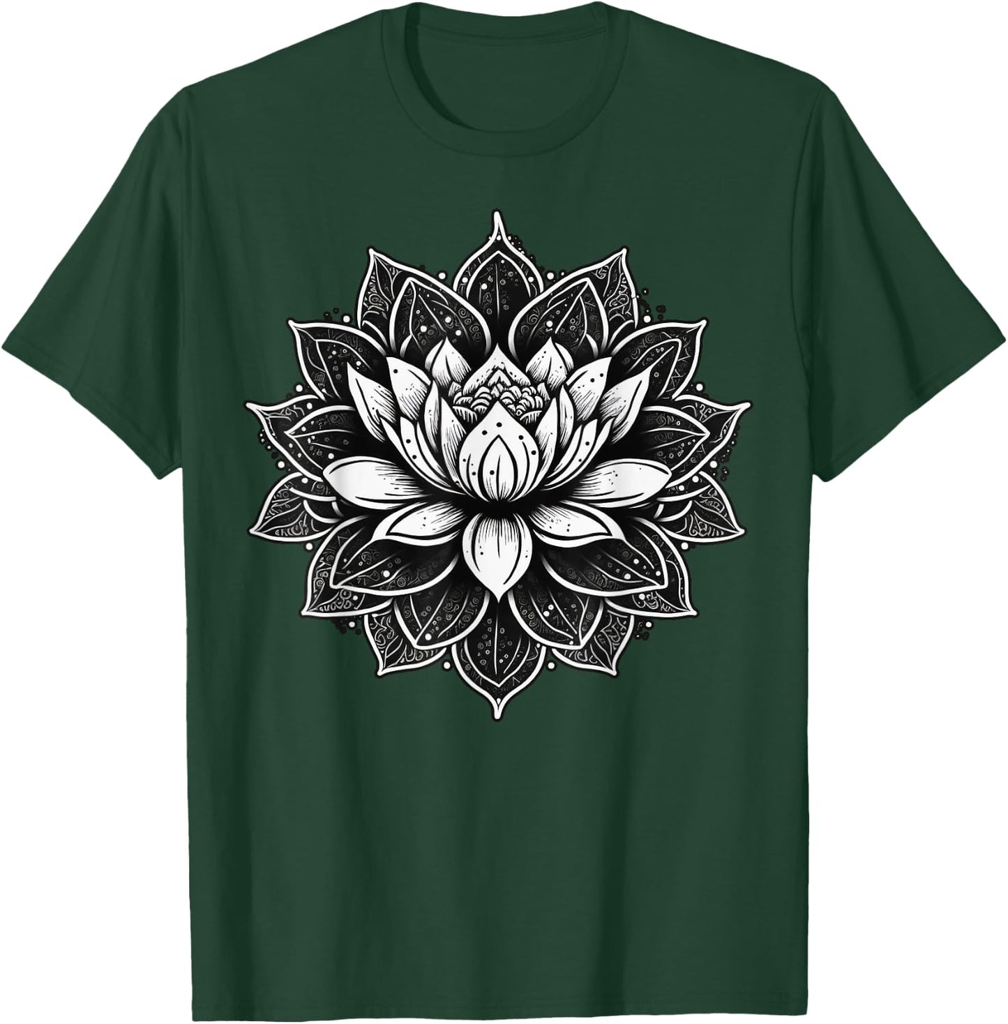 Yoga Meditation Lotus Flower on Mandala Lotus Flower T-Shirt - T-Shirt | Forest