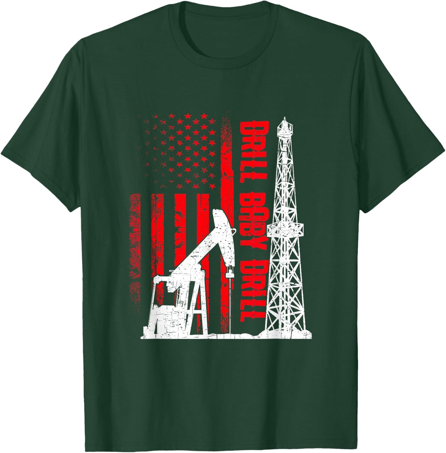 American Flag Oil Drilling Design Drill Baby Drill - Black, Small T-Shirt - T-Shirt | Forest