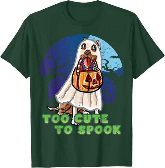 Pitbull Pittie Happy Halloween Costume Ghost T-Shirt - T-Shirt | Forest