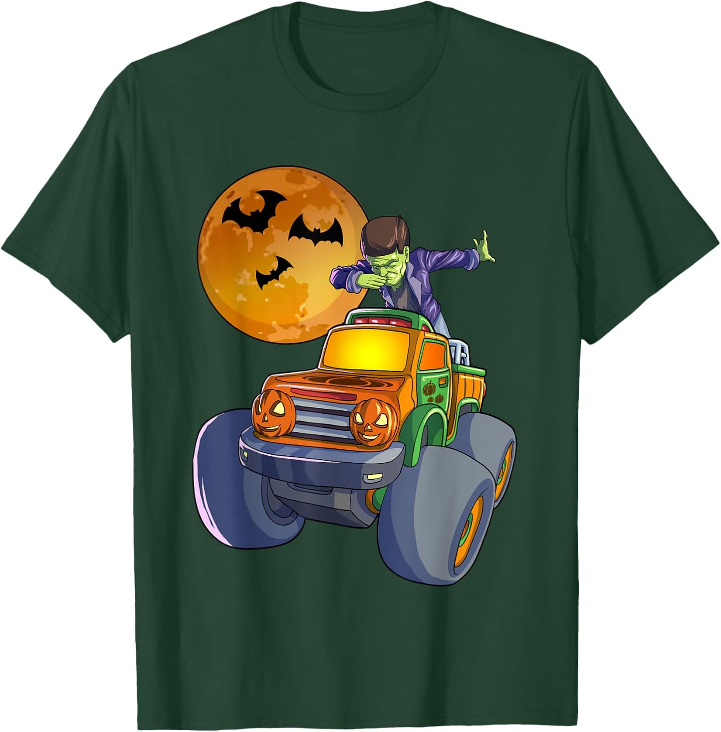 Dabbing Frankenstein Halloween Monster Truck Halloween T-Shirt - T-Shirt | Forest