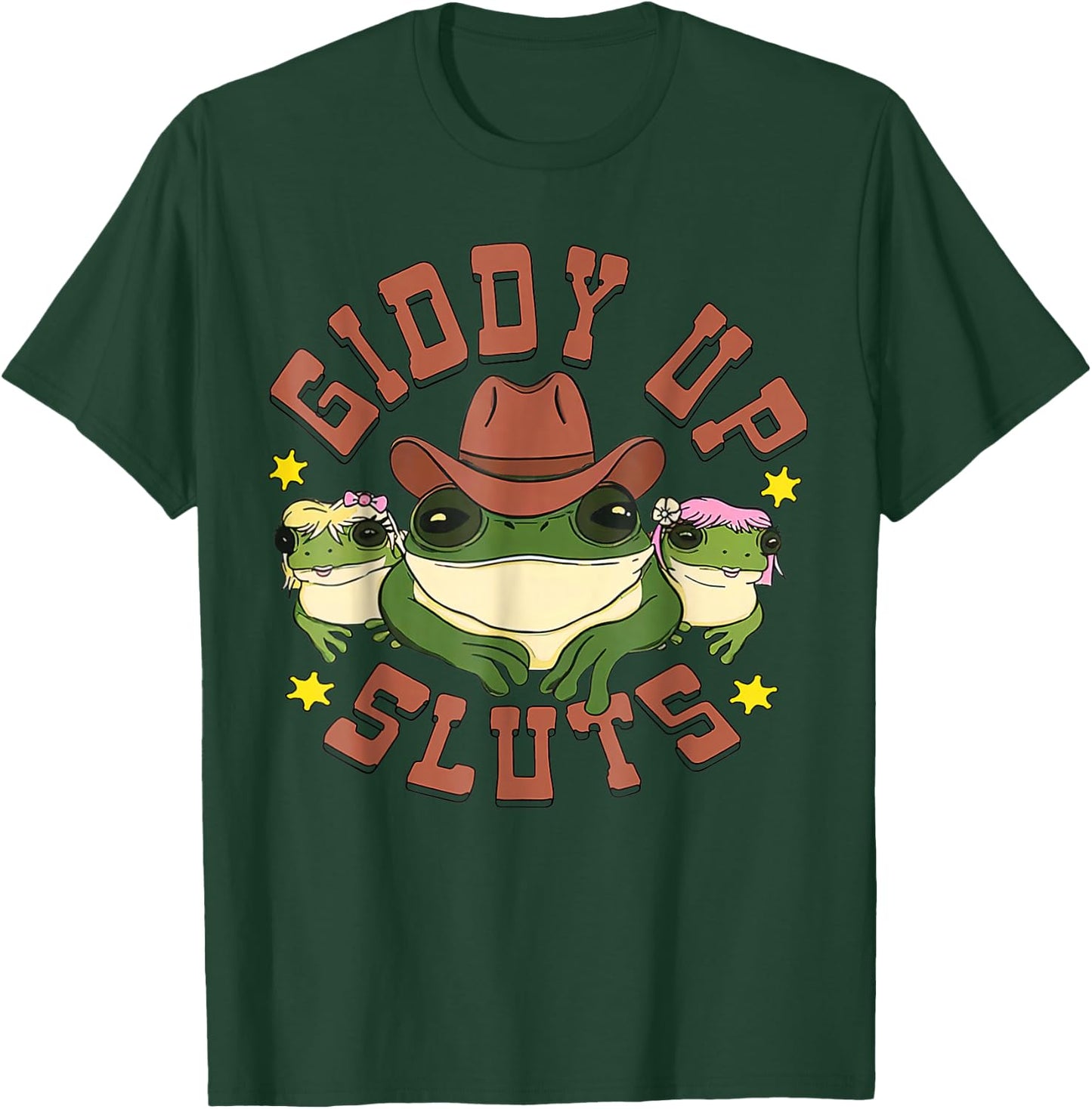Giddy Up Funny Frogs Funny Western Country T-Shirt - T-Shirt | Forest