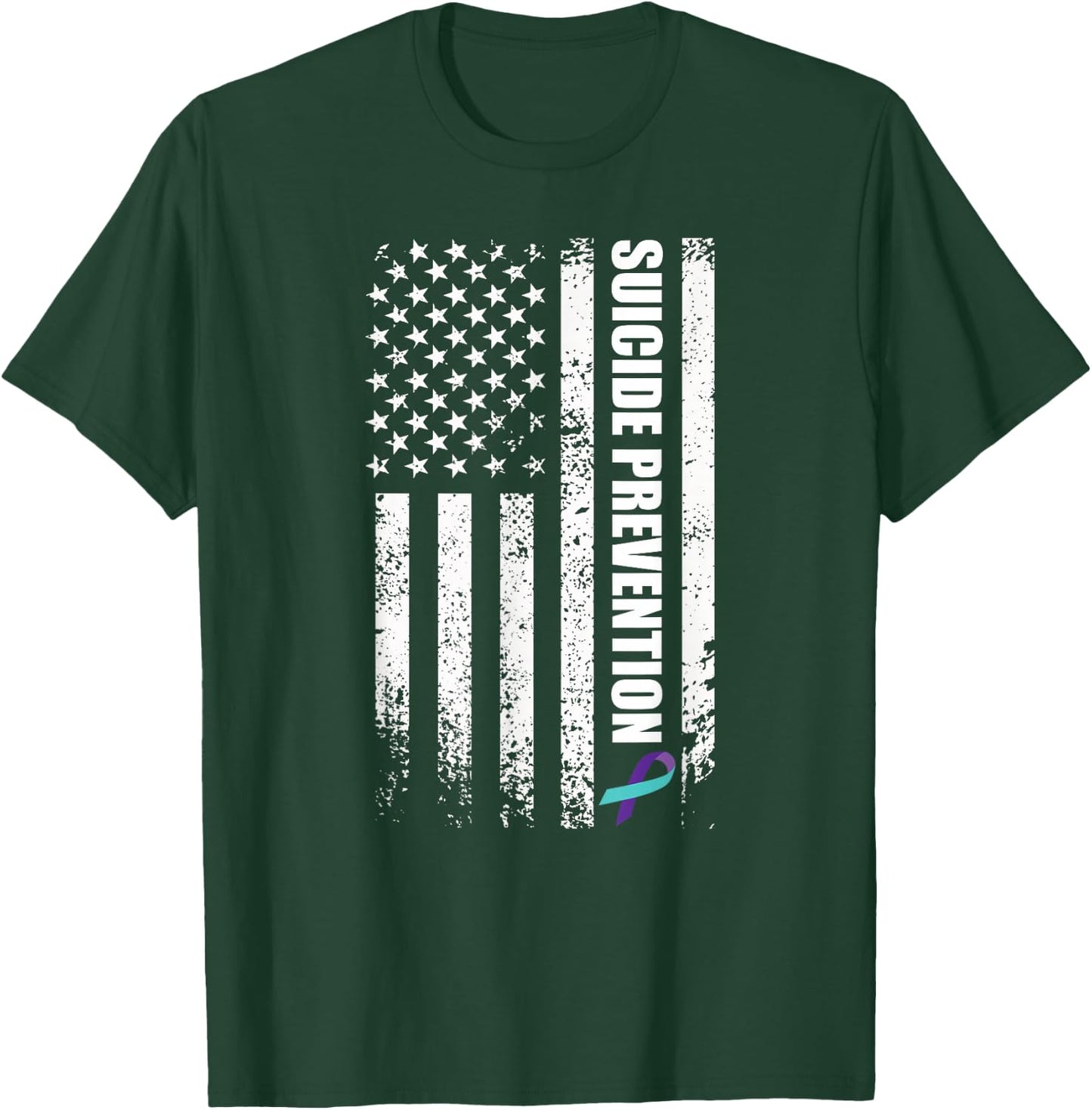 Suicide prevention awareness prevent suicide us flag T-Shirt - T-Shirt | Forest