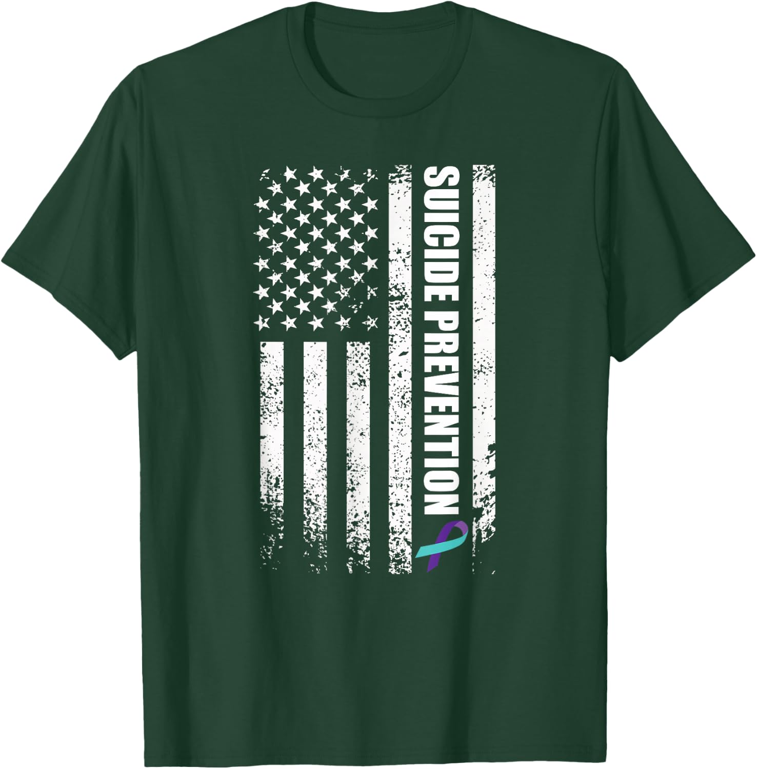 Suicide prevention awareness prevent suicide us flag T-Shirt - T-Shirt | Forest