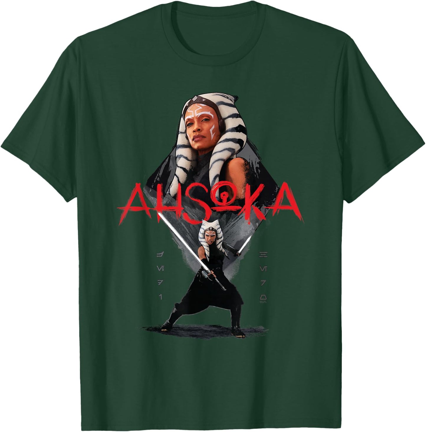 Star Wars Ahsoka Tano Jedi Hero Aurebesh Disney+ T-Shirt - T-Shirt | Forest