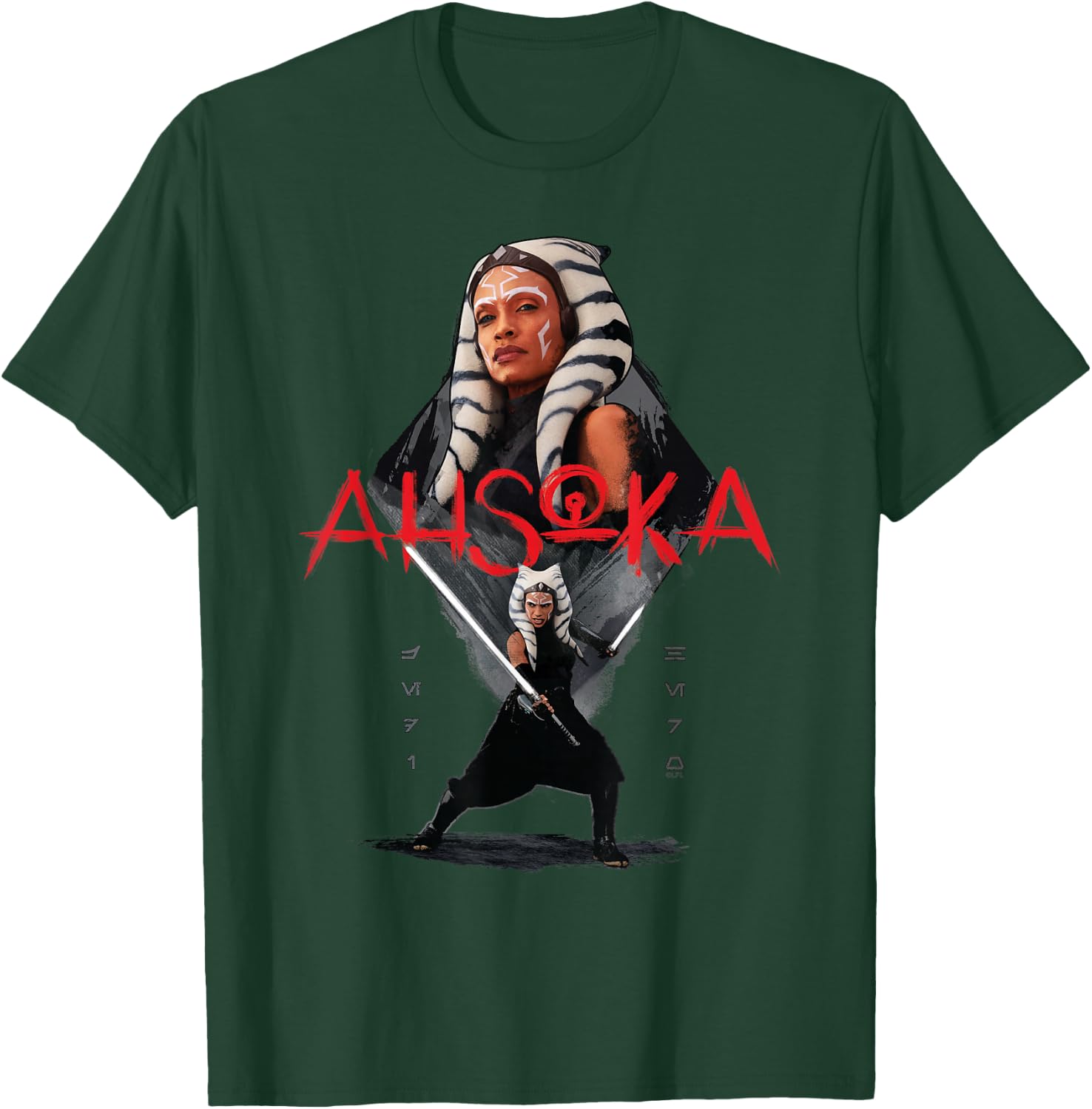 Star Wars Ahsoka Tano Jedi Hero Aurebesh Disney+ T-Shirt - T-Shirt | Forest