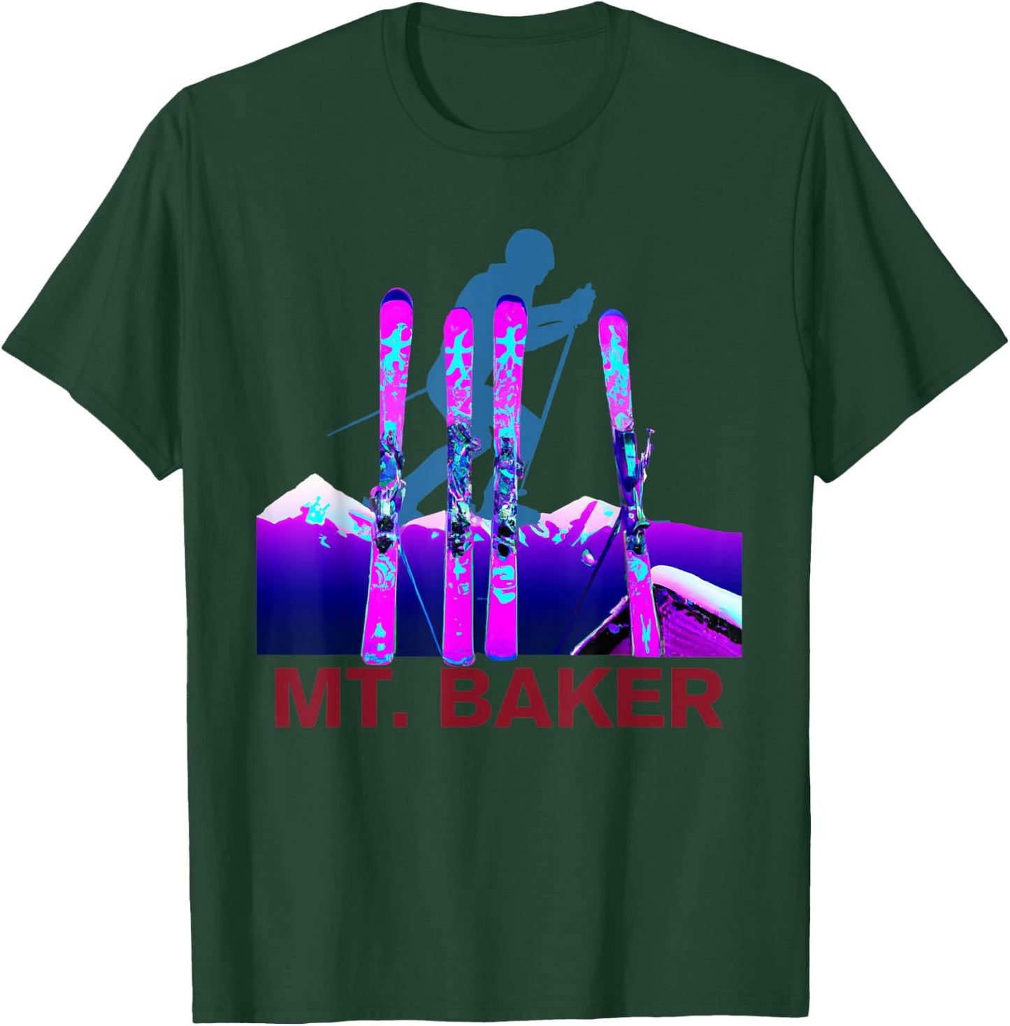 Mt. Baker Skiing & Snowboarding Retro 90s Mt. Baker Ski T-Shirt - T-Shirt | Forest
