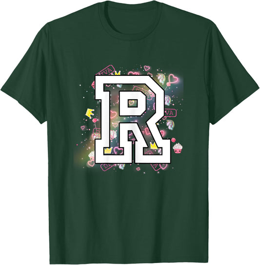 Kids Letter R Clothing For a Girl Who's Name Starts With R T-Shirt - T-Shirt | Forest