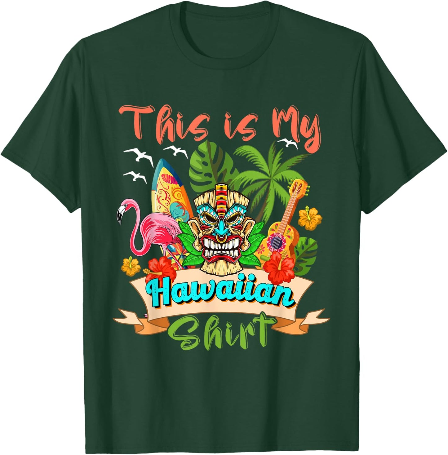 This Is My Hawaiian Shirt Floral Flamingo Summer Vacation T-Shirt - T-Shirt | Forest